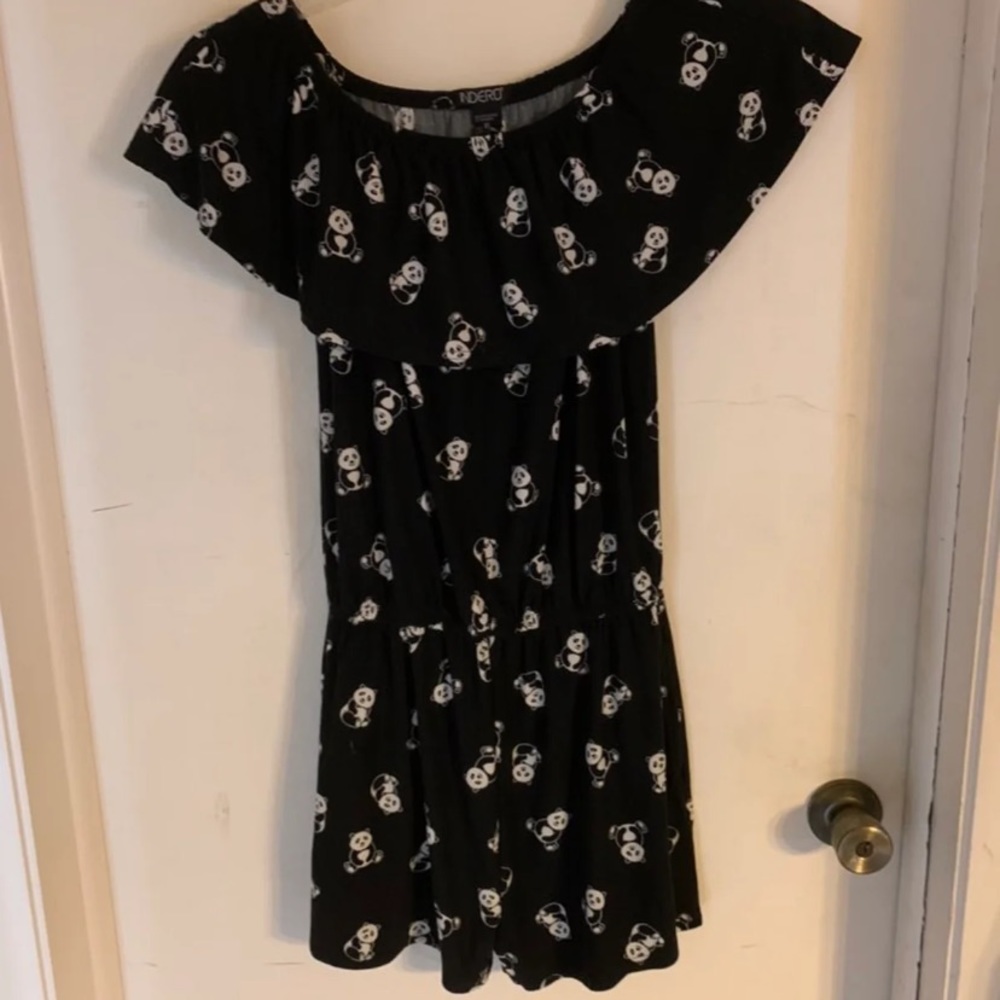 Indero Off Shoulder Panda Print Romper